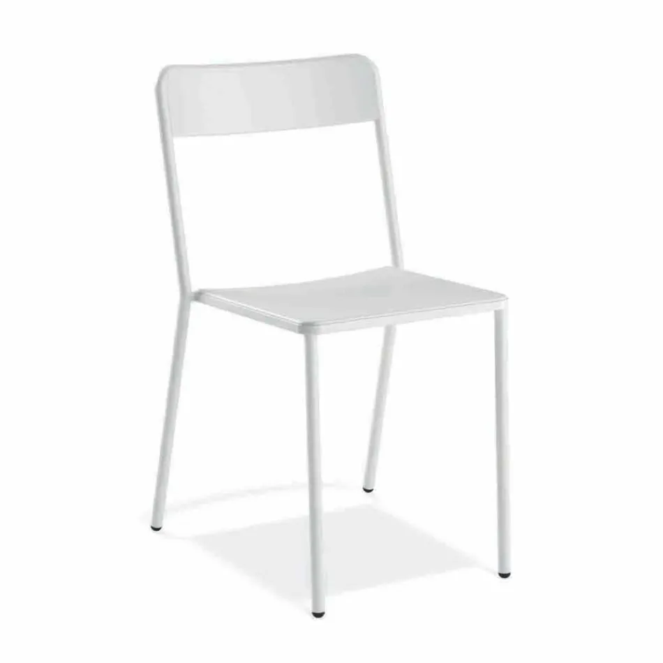 Stapelbare metalen stoel voor buiten gemaakt in Italië, 4 stuks - Xylia Viadurini
