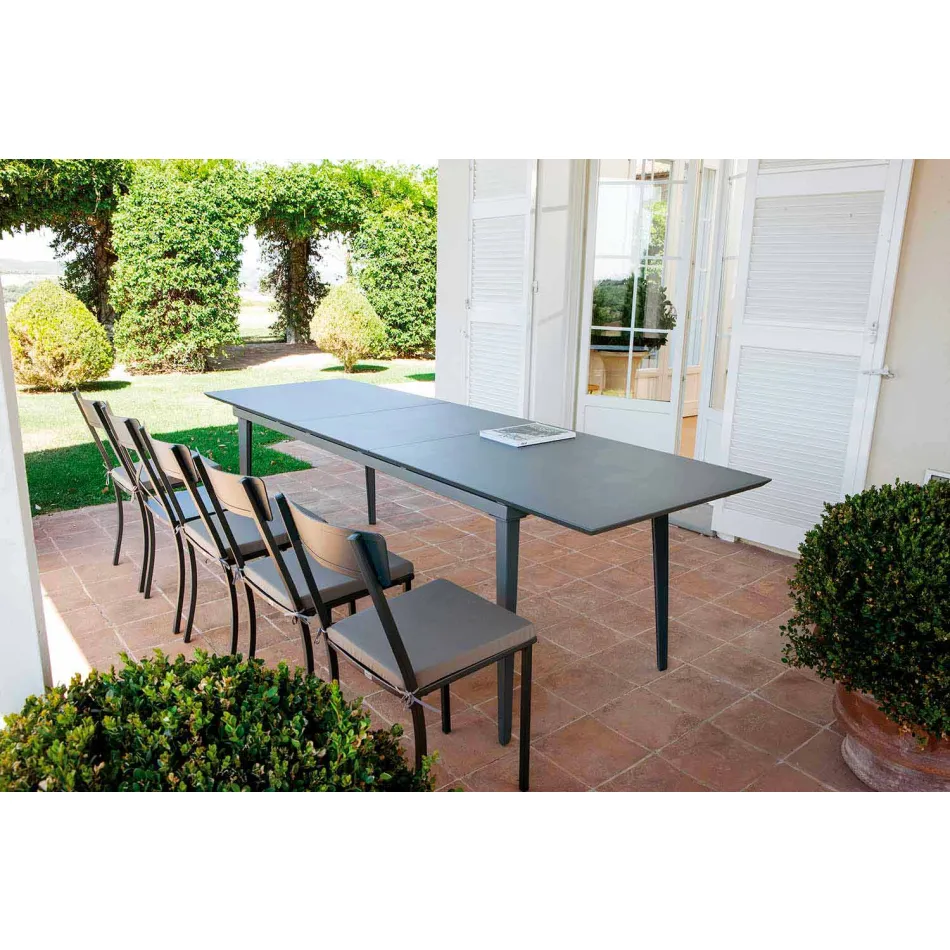 Stapelbare tuinstoel in geverfd metaal gemaakt in Italië, 4 stuks - tule Viadurini