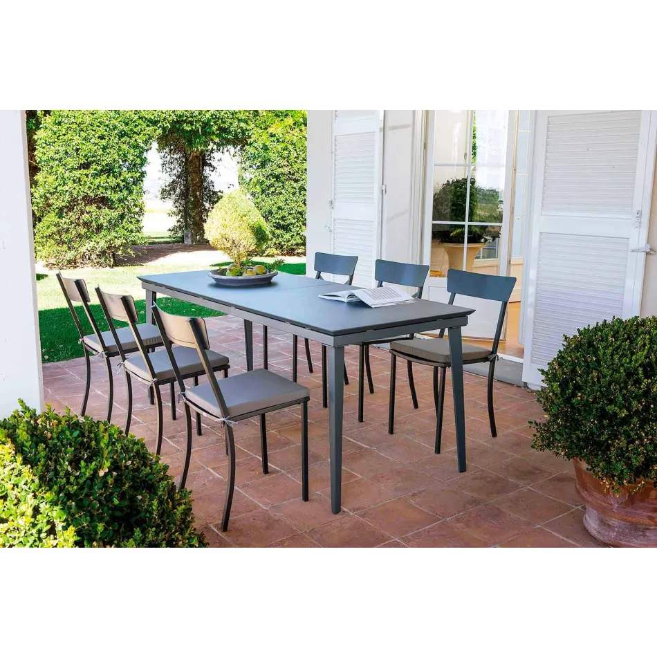 Stapelbare tuinstoel in geverfd metaal gemaakt in Italië, 4 stuks - tule Viadurini