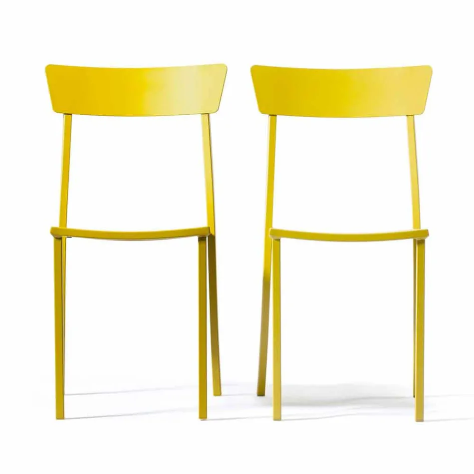 Stapelbare tuinstoel in geverfd metaal gemaakt in Italië, 4 stuks - tule Viadurini