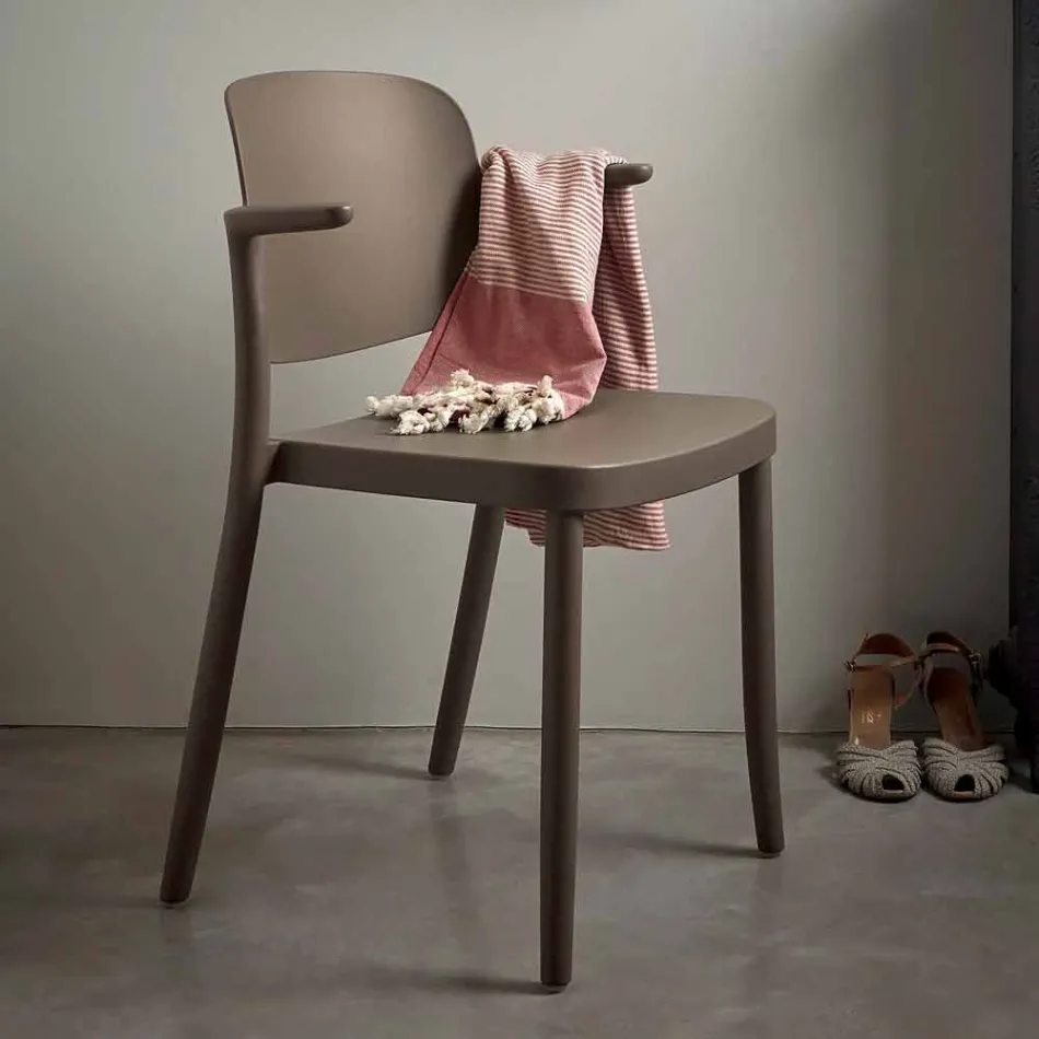 Stapelbare tuinstoel in polypropyleen gemaakt in Italië, 4 stuks - Bertina Viadurini