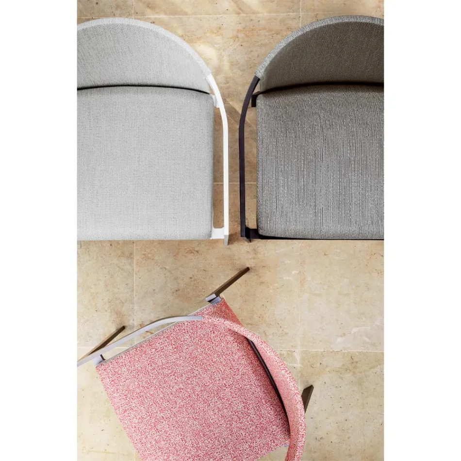 Aluminium buitenstoel met of zonder kussen, hoge kwaliteit, 4 stuks - Filomena Viadurini