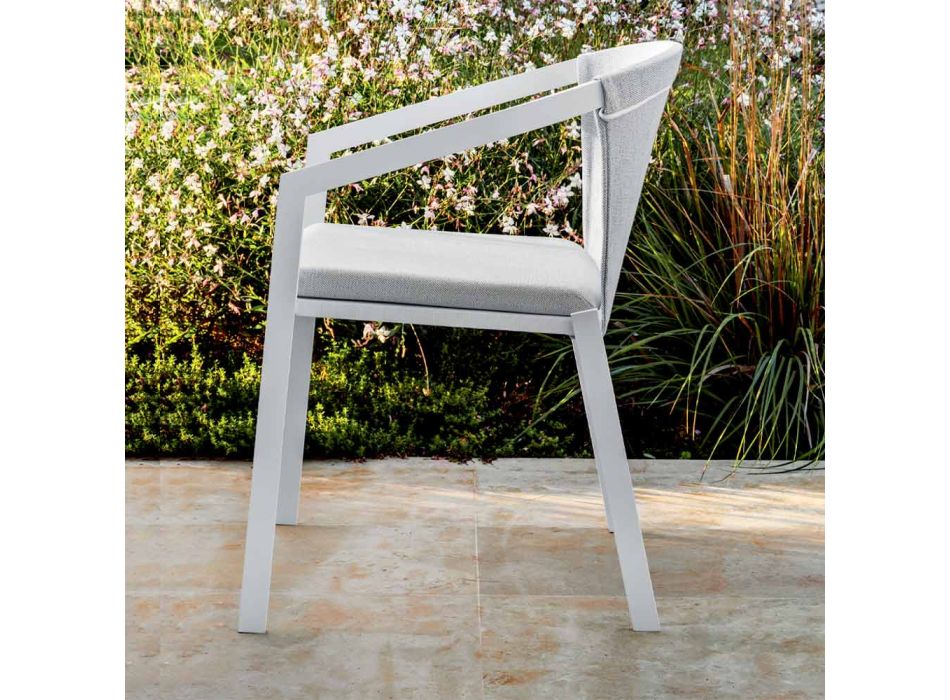 Aluminium buitenstoel met of zonder kussen, hoge kwaliteit, 4 stuks - Filomena Viadurini