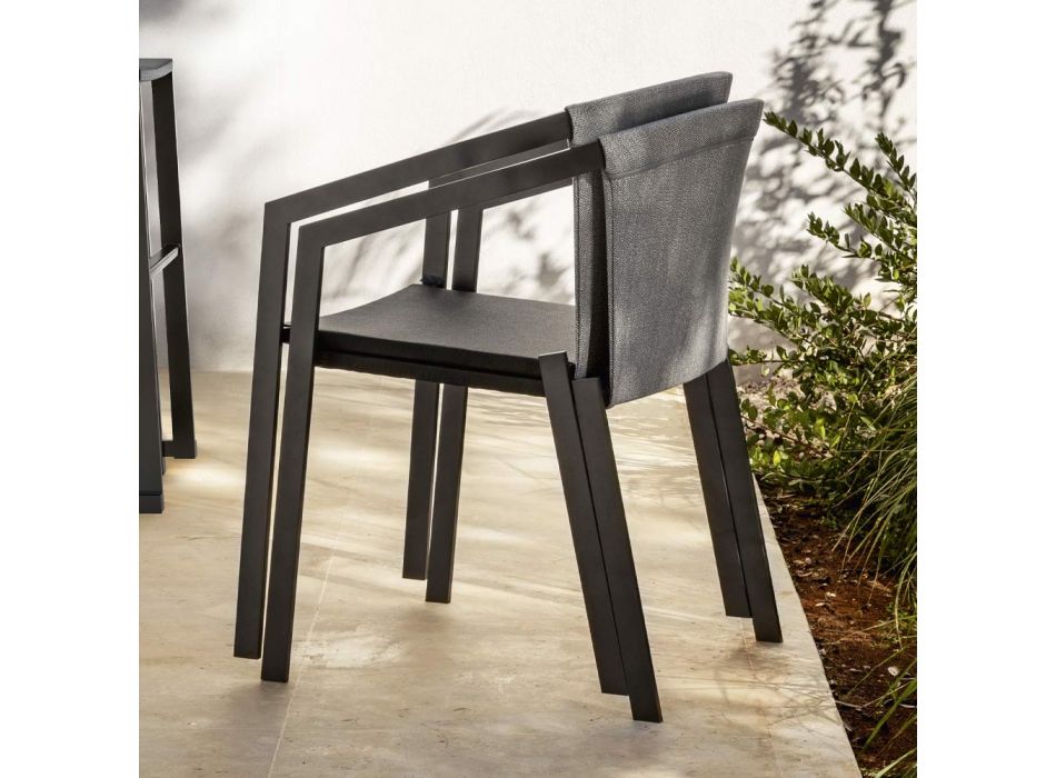 Aluminium buitenstoel met of zonder kussen, hoge kwaliteit, 4 stuks - Filomena Viadurini