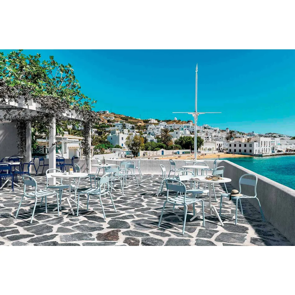 Stapelbare aluminium stoel voor buiten gemaakt in Italië, 4 stuks - Ulyssa Viadurini