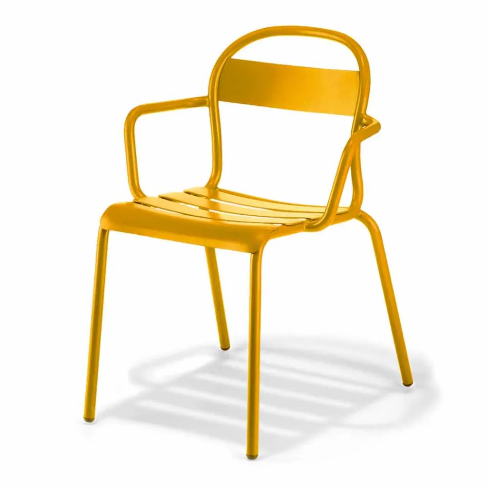 Stapelbare aluminium stoel voor buiten gemaakt in Italië, 4 stuks - Ulyssa Viadurini