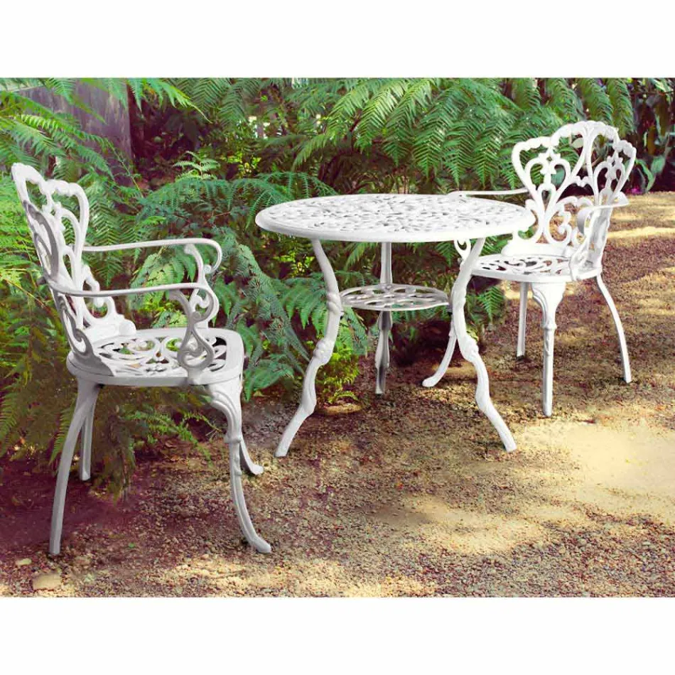 Buitenstoel in mat gelakt aluminium, 2 stuks - Casiro Viadurini