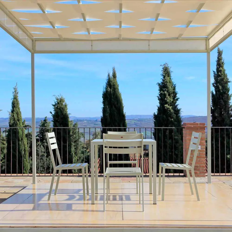 Buitenstoel in parelwit geverfd ijzer Made in Italy 4 stuks - Bernie Viadurini