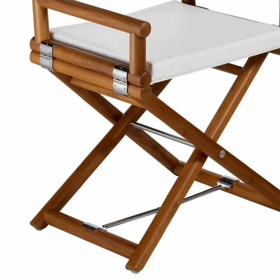 Buitenstoel in natuurlijk hout of zwart en hersluitbare designstof - Suzana Viadurini