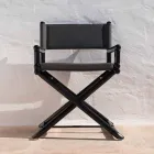 Buitenstoel in natuurlijk hout of zwart en hersluitbare designstof - Suzana Viadurini