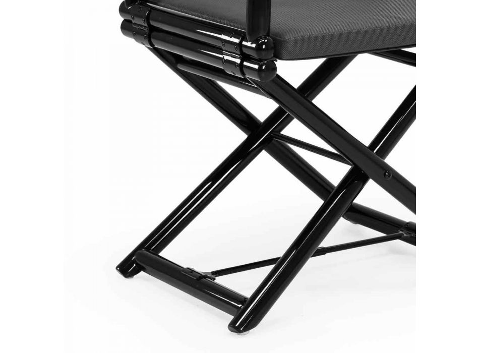 Buitenstoel in natuurlijk hout of zwart en hersluitbare designstof - Suzana Viadurini