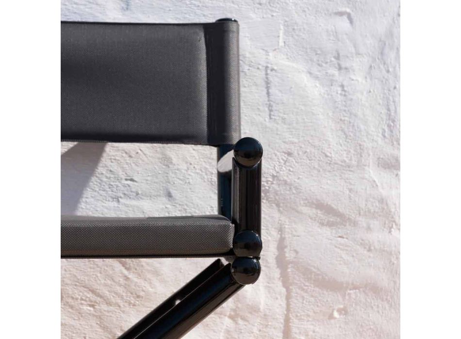 Buitenstoel in natuurlijk hout of zwart en hersluitbare designstof - Suzana Viadurini
