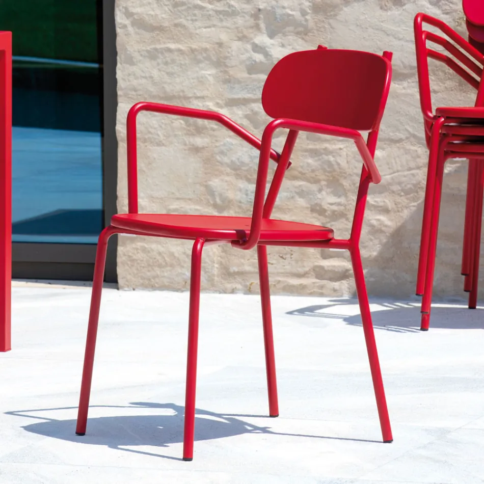 Metalen buitenstoel met armleuningen Made in Italy 4 stuks - Pixie Viadurini