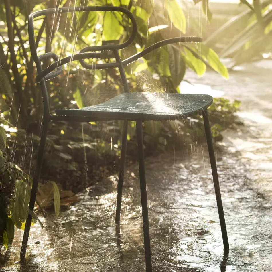 Buitenstoel van metaal en polyurethaan, gemaakt in Italië, 2 stuks - Trosa Viadurini