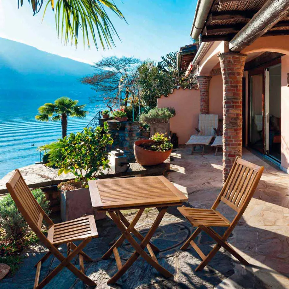 Opklapbare buitenstoel in acaciahout, 2 stuks - Grima Viadurini