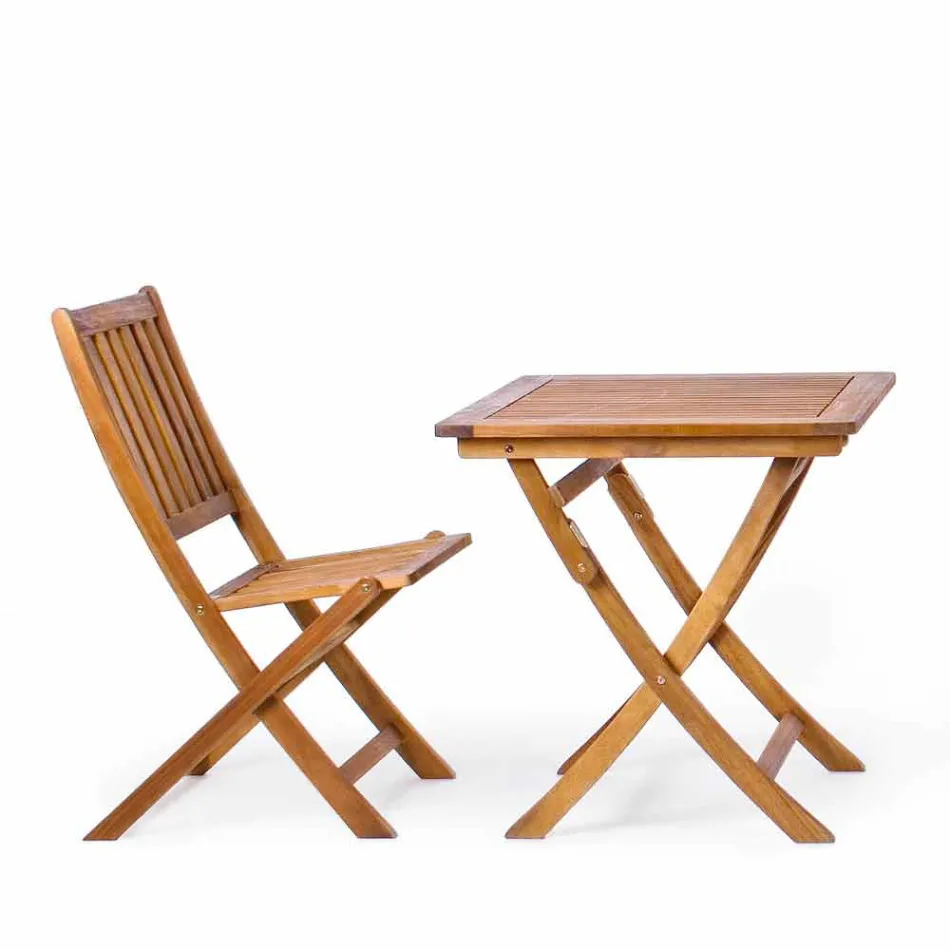 Opklapbare buitenstoel in acaciahout, 2 stuks - Grima Viadurini
