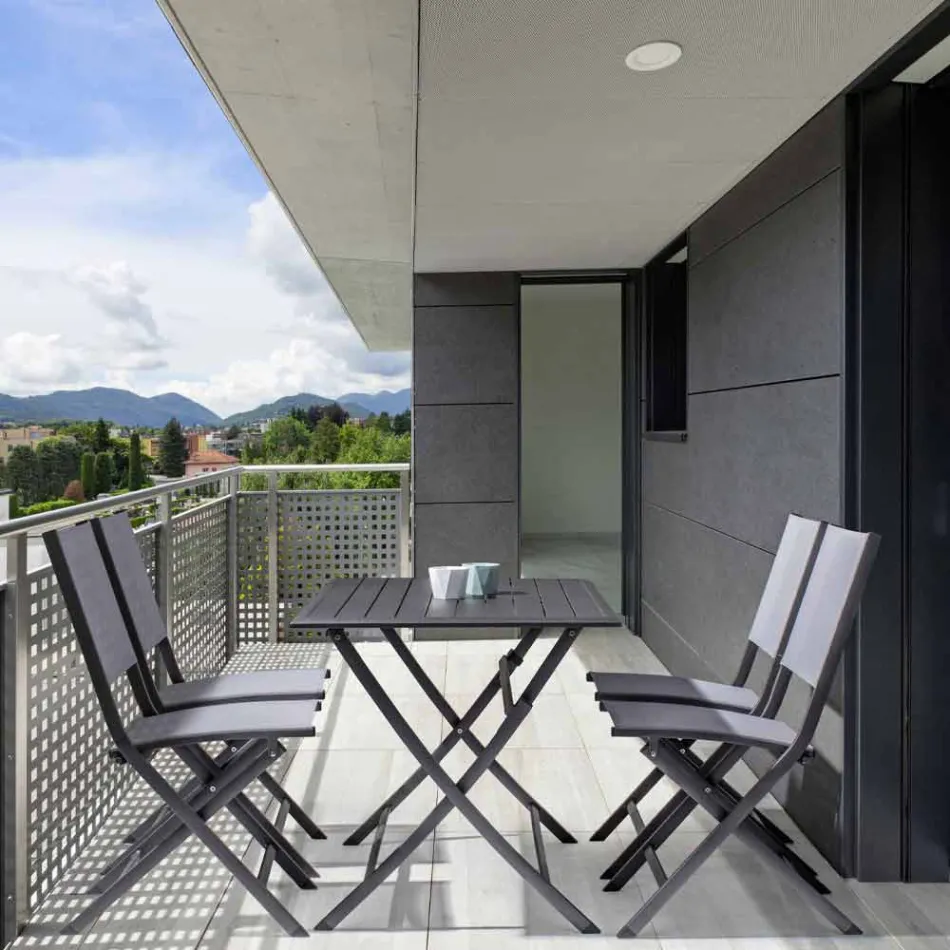 Opklapbare buitenstoel in textileen en aluminium, 4 stuks - Holly Viadurini