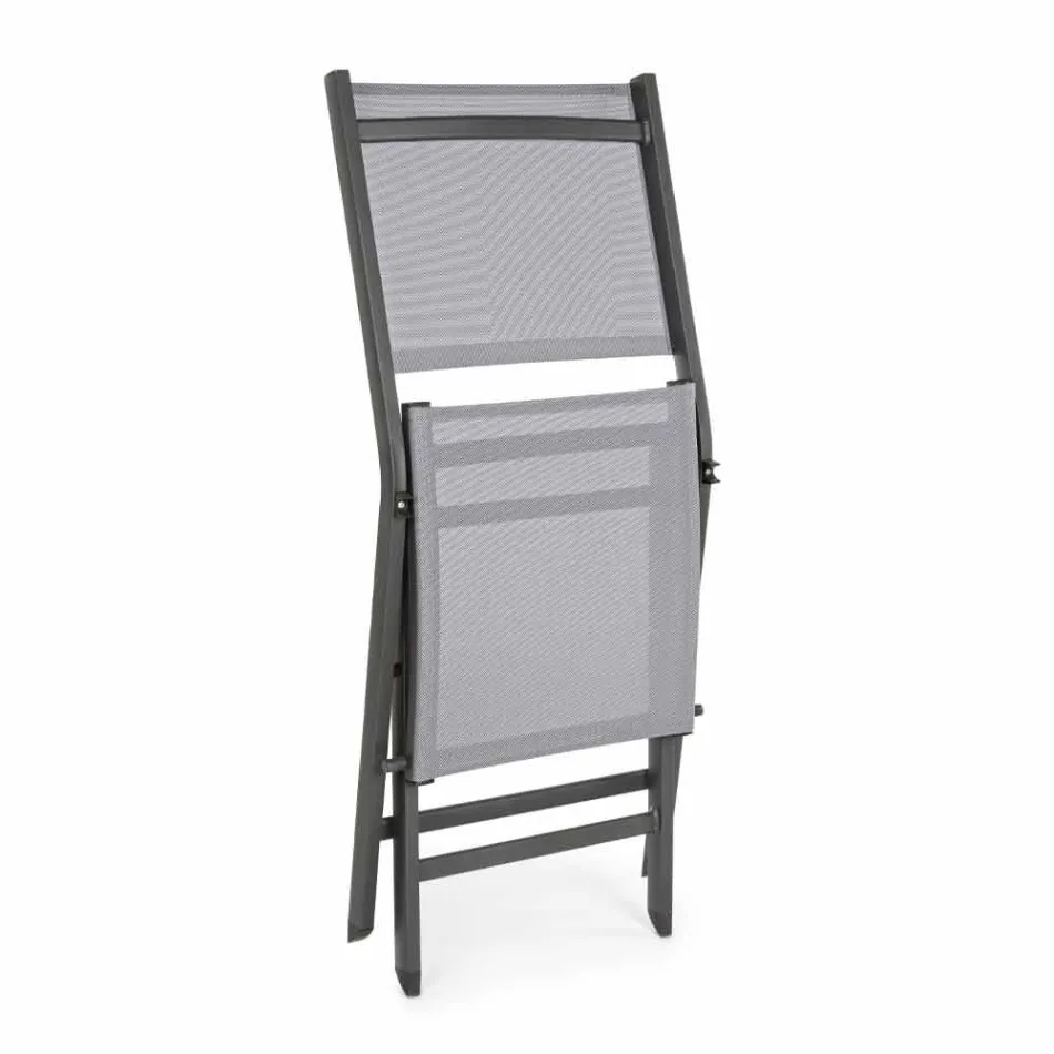 Opklapbare buitenstoel in textileen en aluminium, 4 stuks - Holly Viadurini
