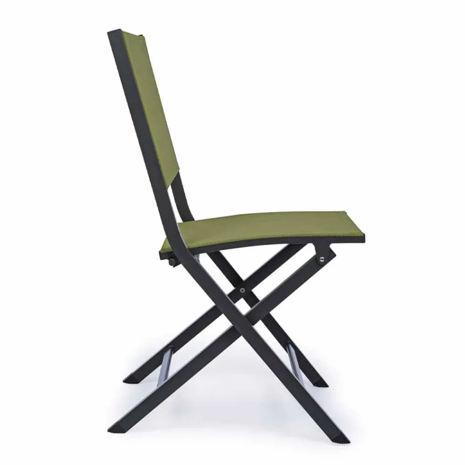 Opklapbare buitenstoel in textileen en aluminium, 4 stuks - Holly Viadurini