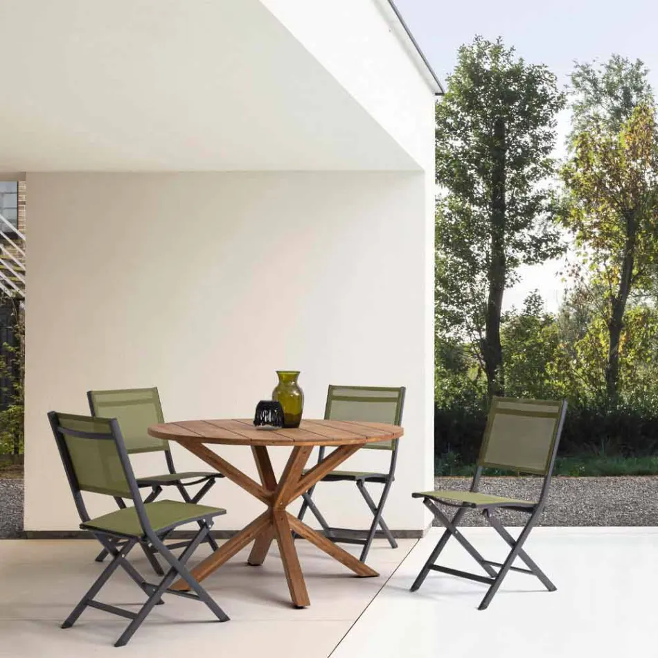 Opklapbare buitenstoel in textileen en aluminium, 4 stuks - Holly Viadurini