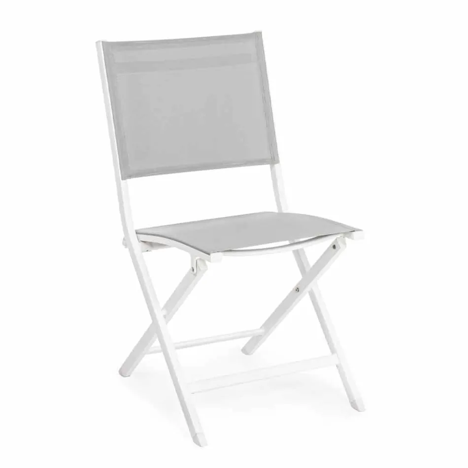 Opklapbare buitenstoel in textileen en aluminium, 4 stuks - Holly Viadurini