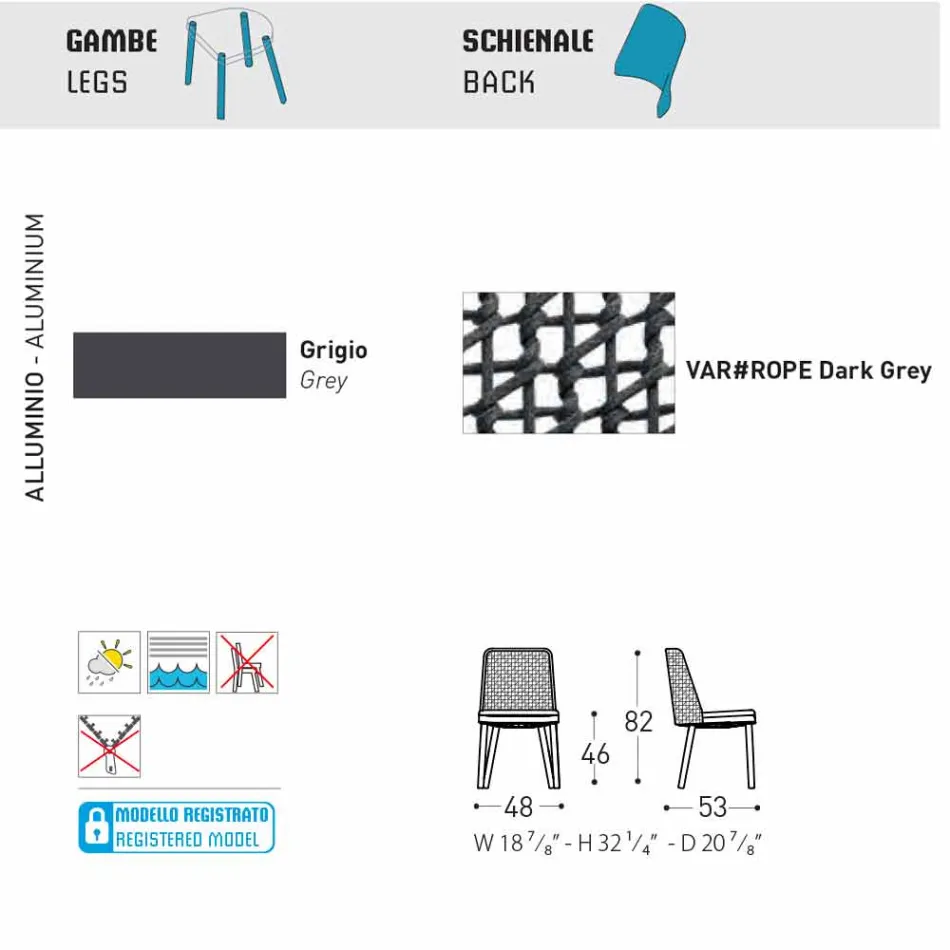 Buitenstoel Varaschin Emma in stof en aluminium ontwerp Viadurini