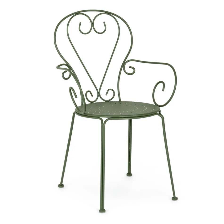 Tuinstoel met armleuningen Shabby Chic Design in staal - Betovering Viadurini