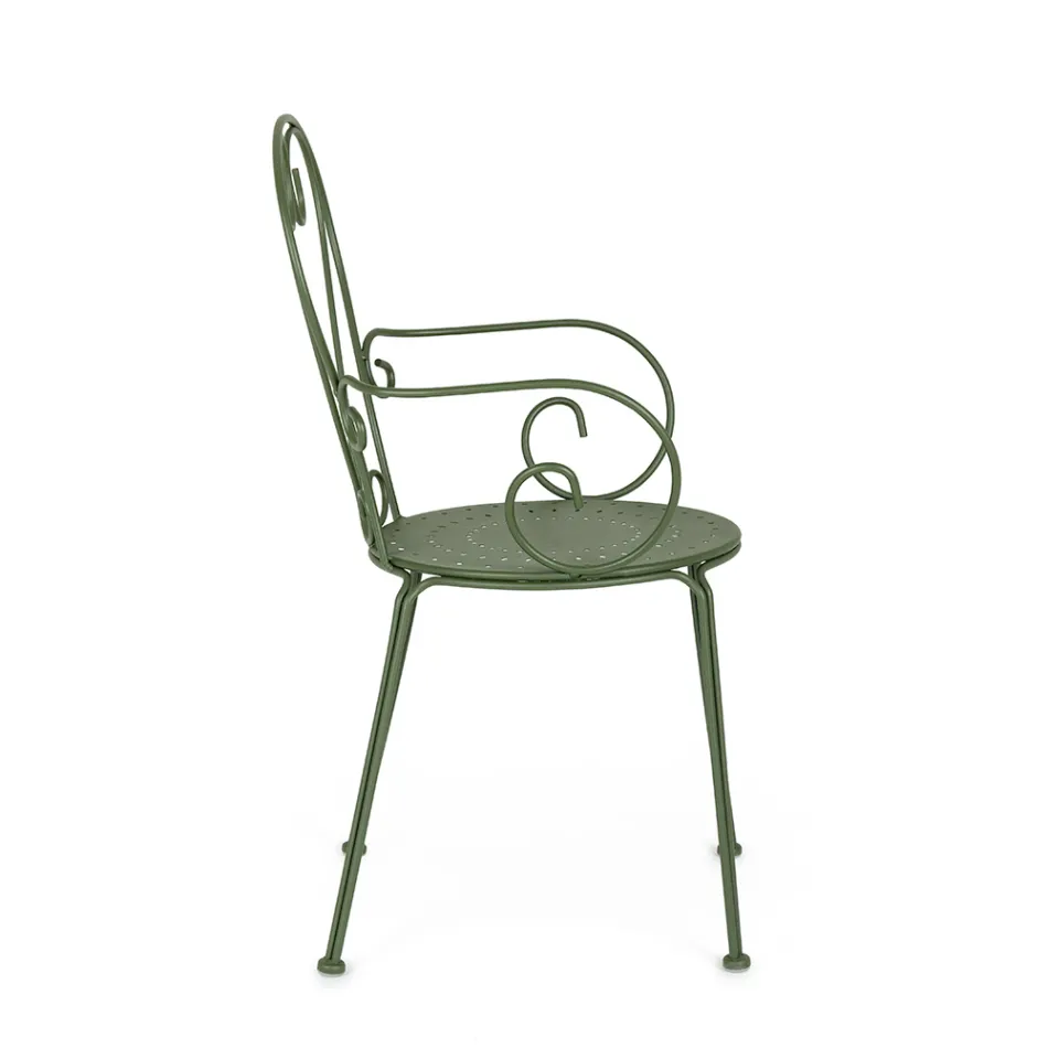 Tuinstoel met armleuningen Shabby Chic Design in staal - Betovering Viadurini