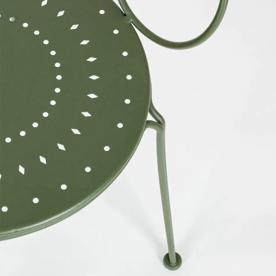 Tuinstoel met armleuningen Shabby Chic Design in staal - Betovering Viadurini