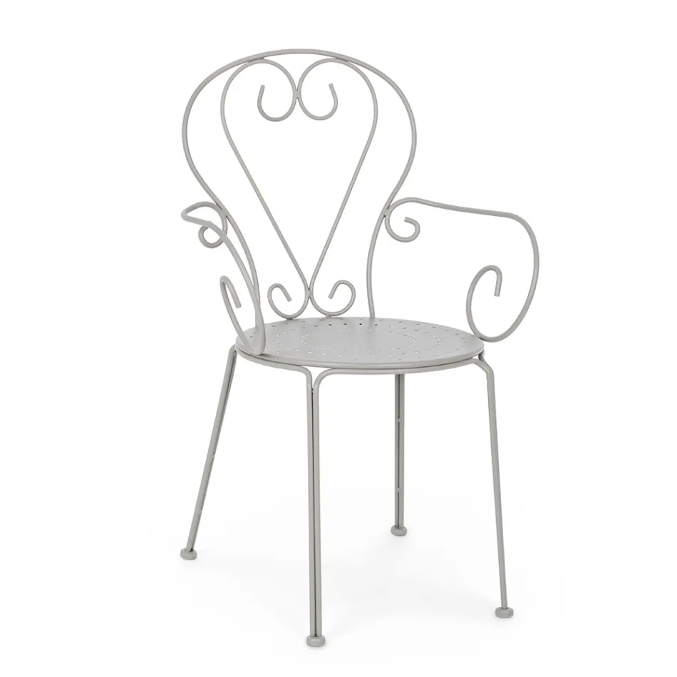 Tuinstoel met armleuningen Shabby Chic Design in staal - Betovering Viadurini