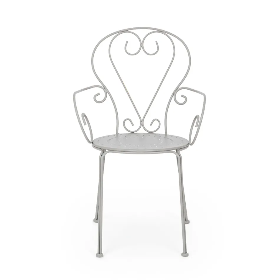 Tuinstoel met armleuningen Shabby Chic Design in staal - Betovering Viadurini