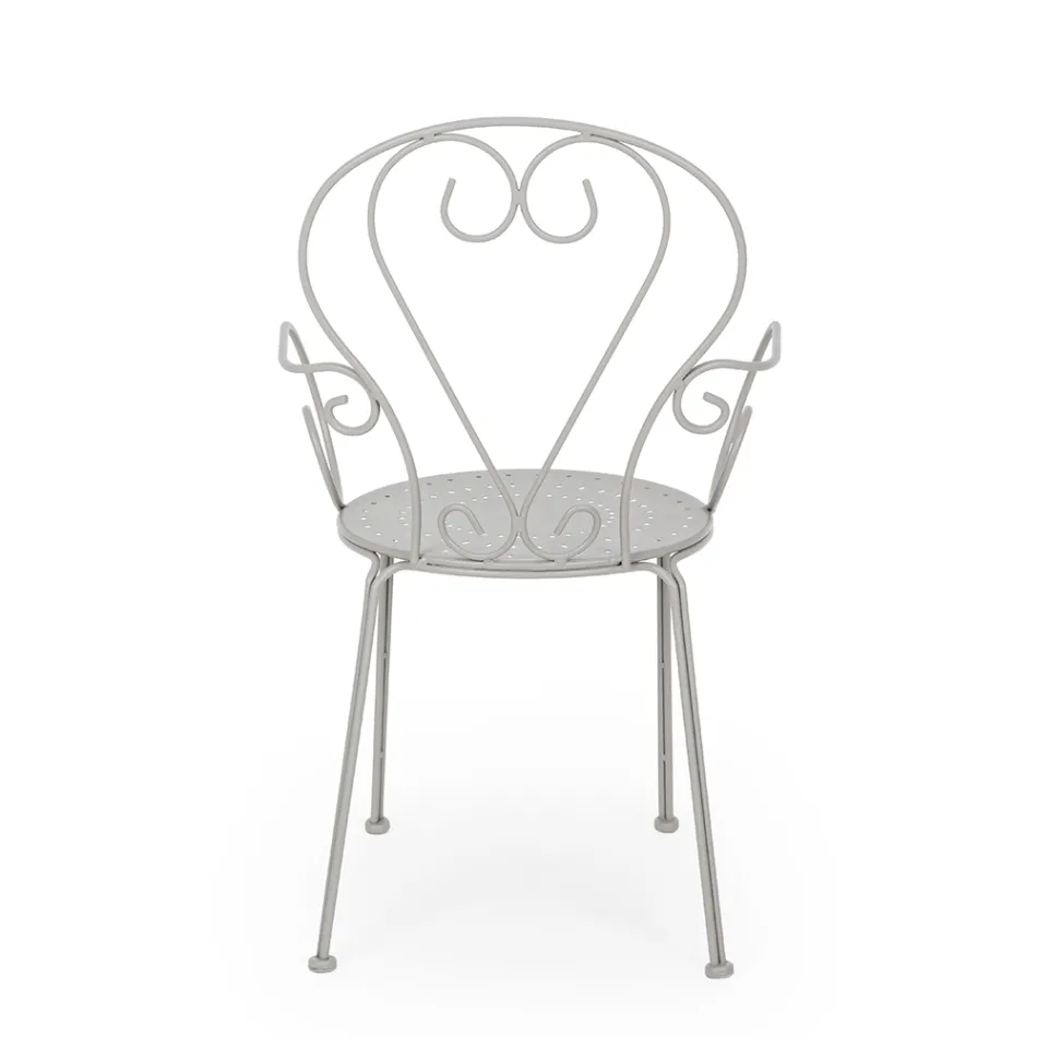 Tuinstoel met armleuningen Shabby Chic Design in staal - Betovering Viadurini