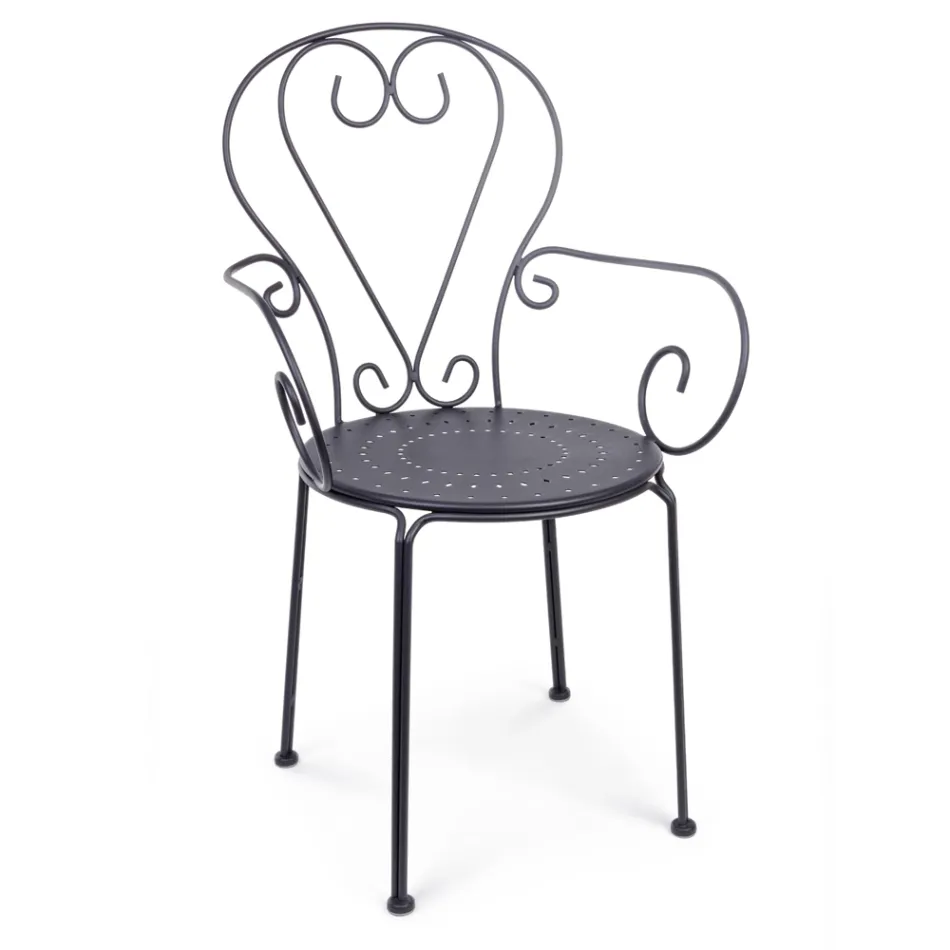 Tuinstoel met armleuningen Shabby Chic Design in staal - Betovering Viadurini