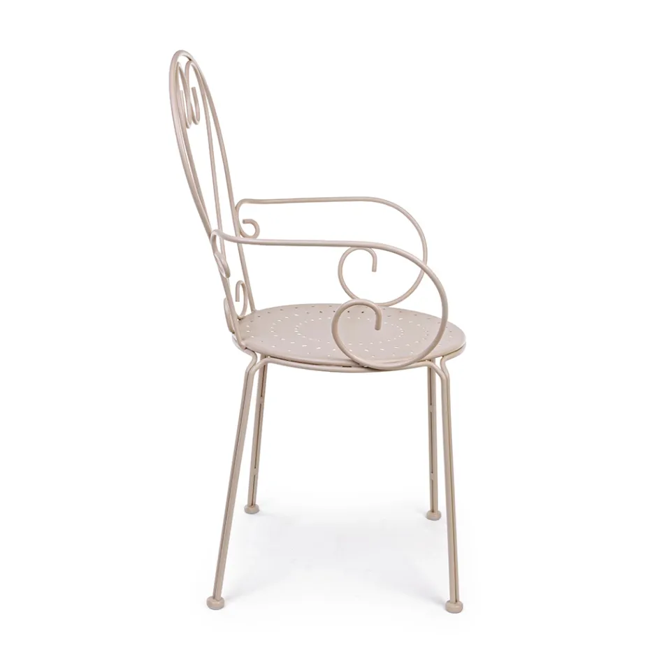 Tuinstoel met armleuningen Shabby Chic Design in staal - Betovering Viadurini