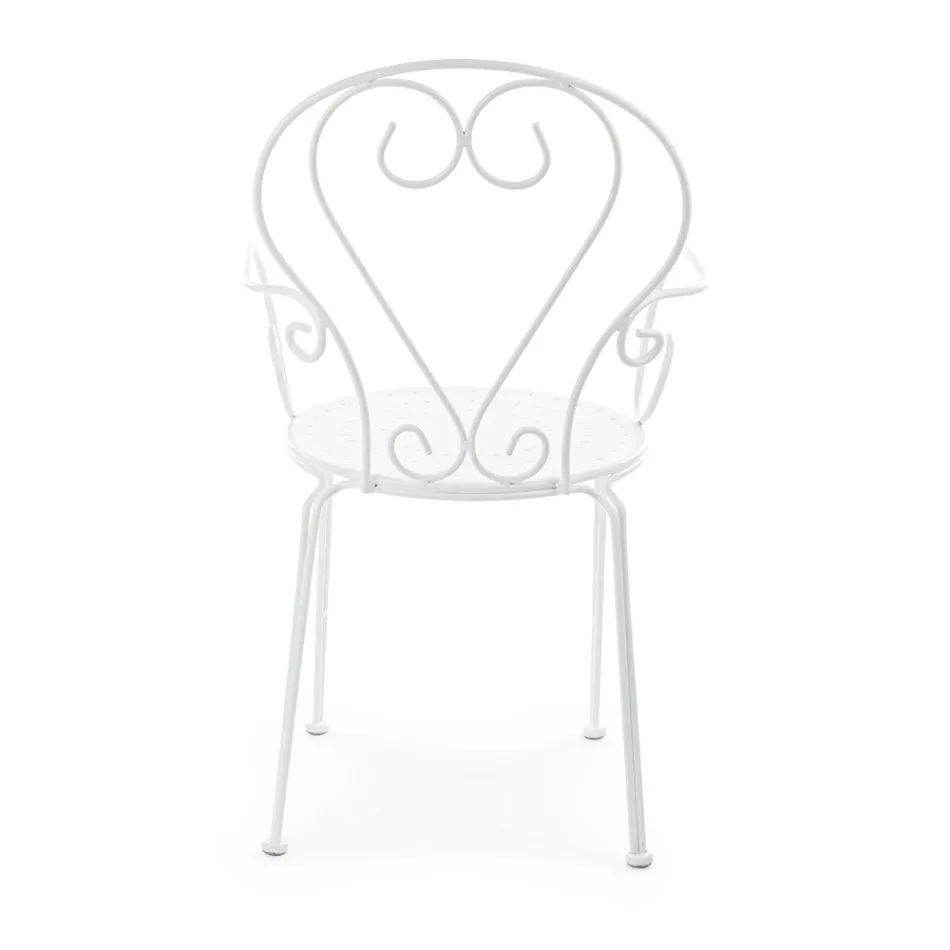 Tuinstoel met armleuningen Shabby Chic Design in staal - Betovering Viadurini