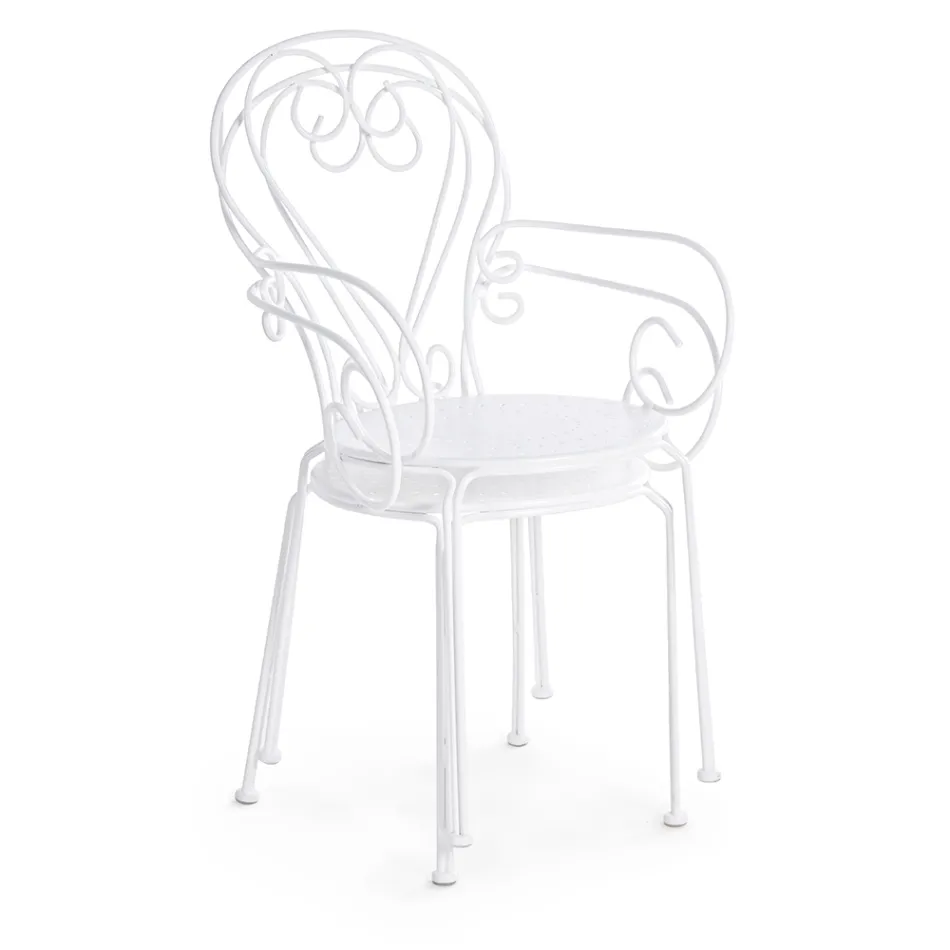 Tuinstoel met armleuningen Shabby Chic Design in staal - Betovering Viadurini