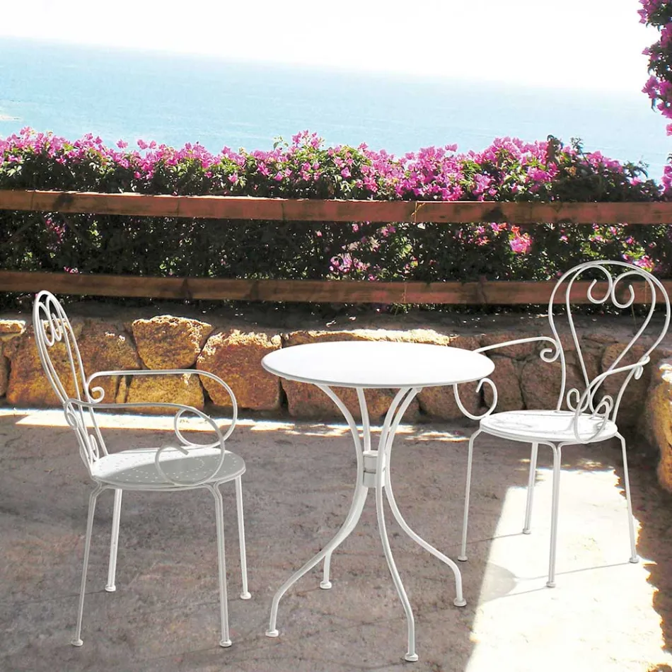 Tuinstoel met armleuningen Shabby Chic Design in staal - Betovering Viadurini