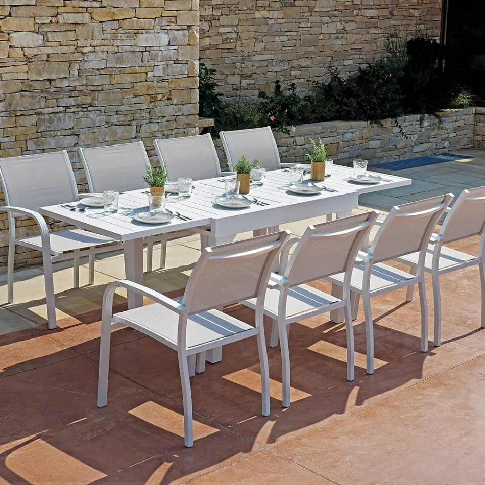 Stapelbare tuinstoel in aluminium met design armleuningen - Gontran Viadurini