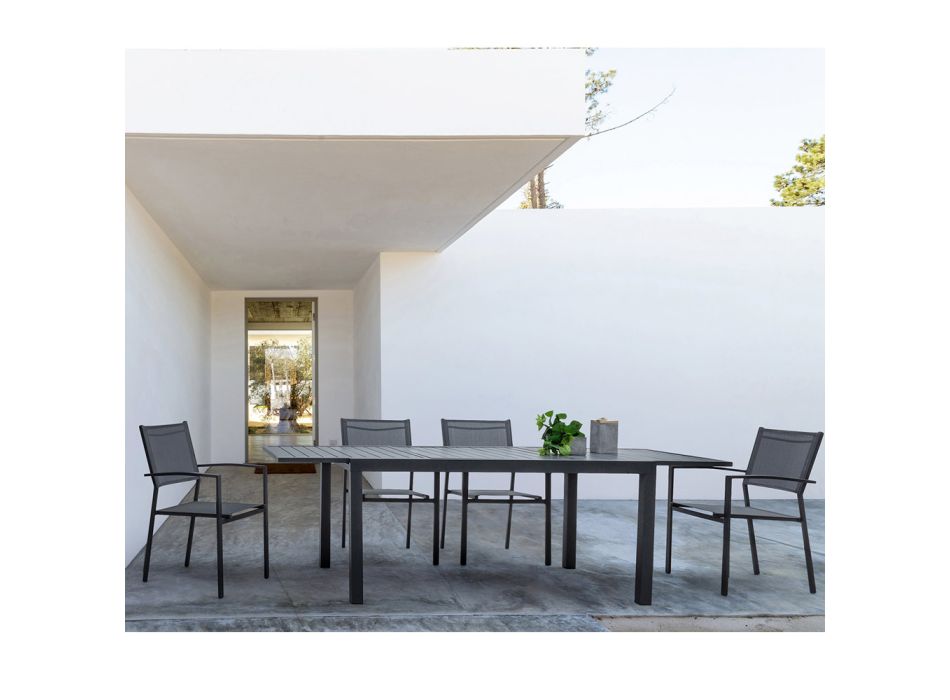 Stapelbare tuinstoel in modern design van aluminium en textiel - Franz Viadurini