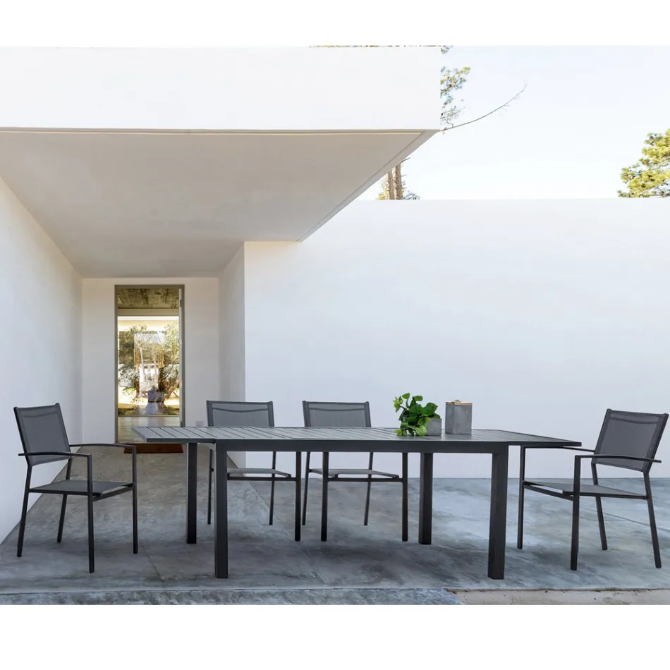 Stapelbare tuinstoel in modern design van aluminium en textiel - Franz Viadurini