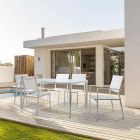 Stapelbare tuinstoel in modern design van aluminium en textiel - Franz Viadurini