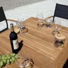 Stapelbare tuinstoel in antracietgrijs aluminium en teak - Aidan Viadurini