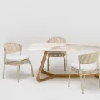 Tuinstoel van aluminium en touwweefsel - Algedi Viadurini