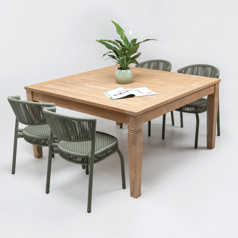 Tuinstoel van aluminium en touwweefsel - Algedi Viadurini