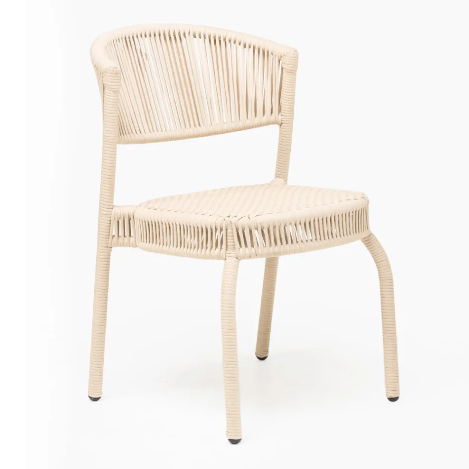 Tuinstoel van aluminium en touwweefsel - Algedi Viadurini