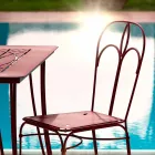 Tuinstoel in rood ijzer met kussen Made in Italy, 2 stuks - Agaat Viadurini