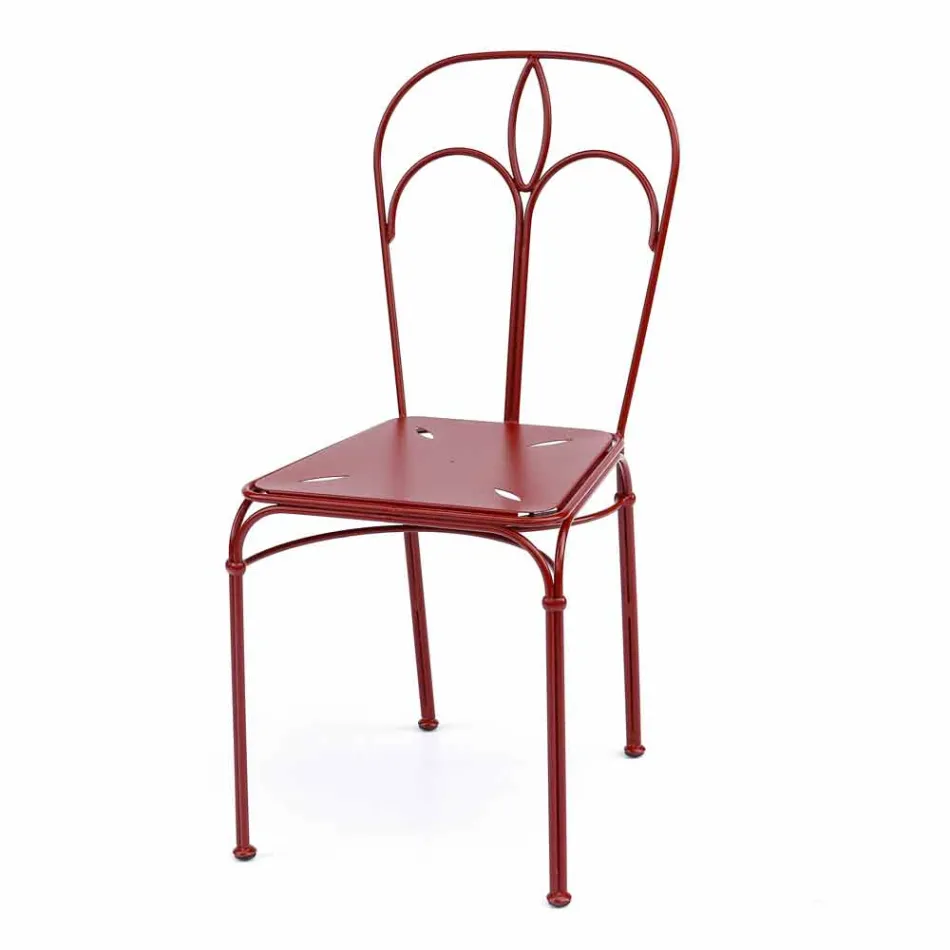 Tuinstoel in rood ijzer met kussen Made in Italy, 2 stuks - Agaat Viadurini