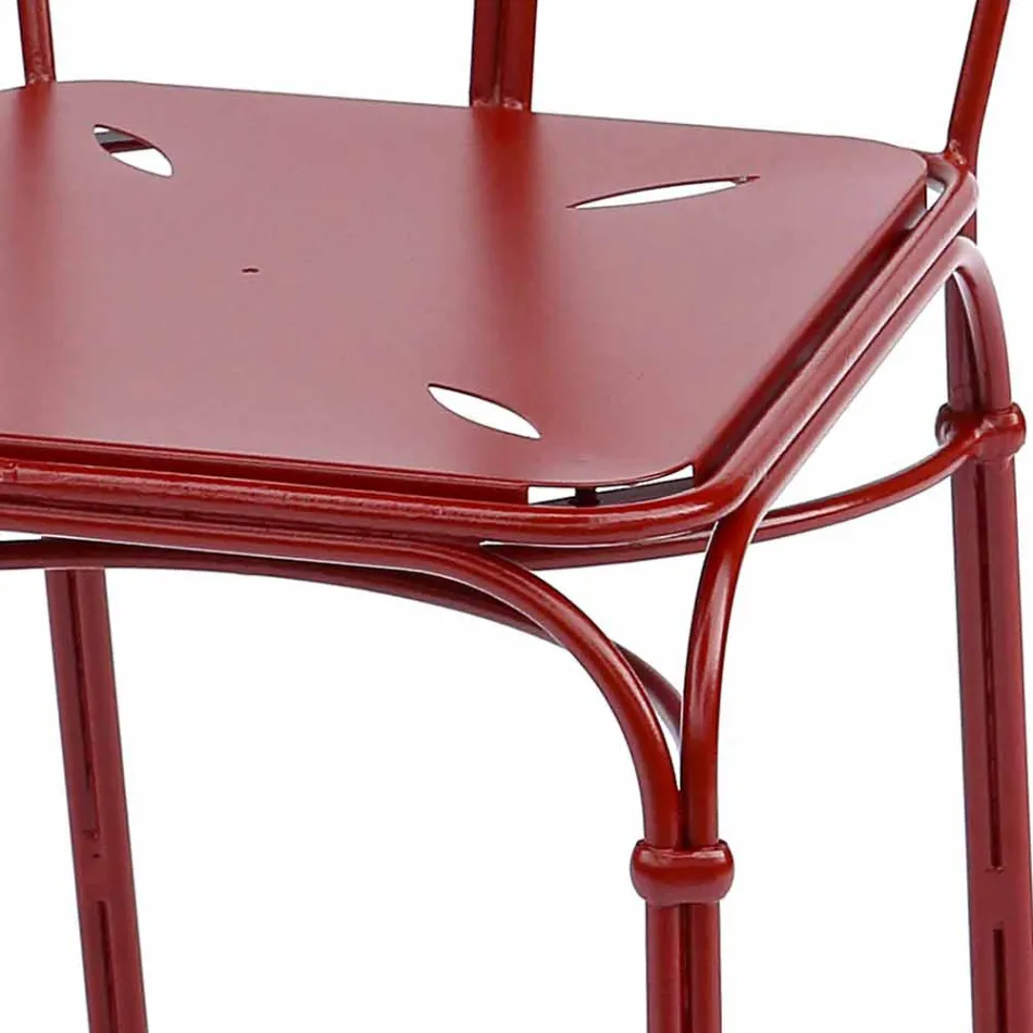 Tuinstoel in rood ijzer met kussen Made in Italy, 2 stuks - Agaat Viadurini
