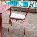 Tuinstoel in rood ijzer met kussen Made in Italy, 2 stuks - Agaat