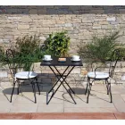 Tuinstoel van zwart gelakt ijzer met stapelbare structuur - Nacim Viadurini